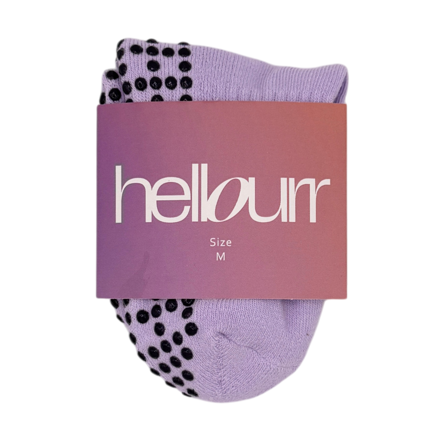 purple socks in hellourr packaging