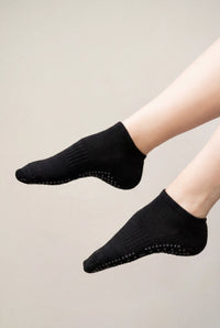 Calcetines Antideslizantes cortos para Pilates - Negro