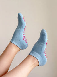 Calcetines Antideslizantes cortos para Pilates - Azul