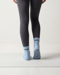 Mid Crew Pilates Grip Socks - Ice Blue
