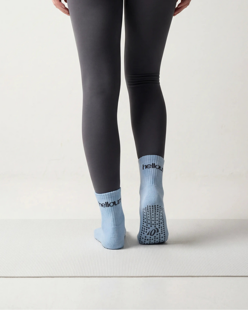 Mid Crew Pilates Grip Socks - Ice Blue