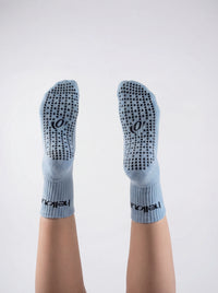 Mid Crew Pilates Grip Socks - Ice Blue